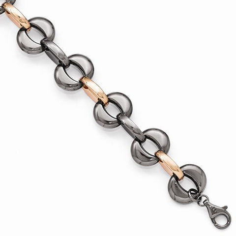Sterling Silver Ruthenium Rose-Tone Flash 24K Plated Bracelet