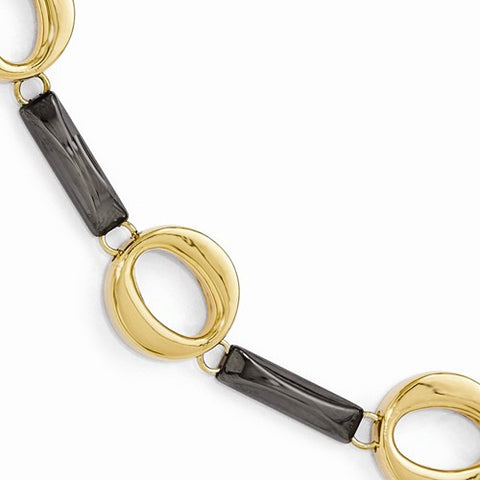 Sterling Silver Ruthenium Gold-Tone Flash 24K Plated Bracelet
