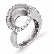 Leslies Sterling Silver CZ Scratch Finish Adjustable Ring