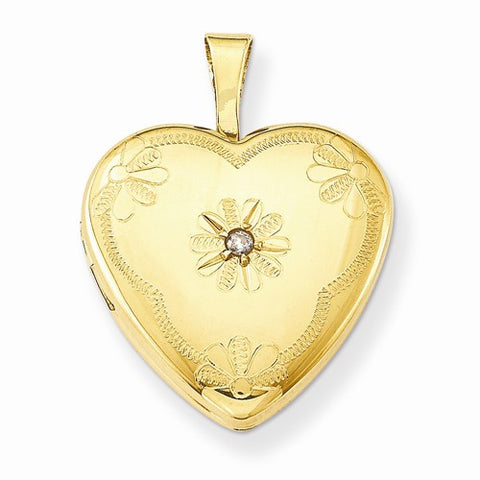 14k Gold Filled with Diamond 2-Frame Heart Locket