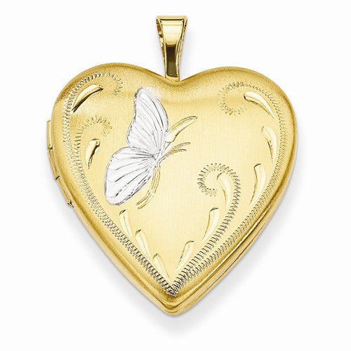 Gold Filled w/ Two Tone Butterfly Heart Locket