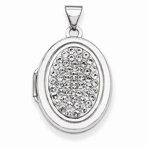 Sterling Silver Pave Swarovski Elements 21mm Oval Locket