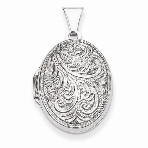 Sterling Silver Scroll Oval Locket