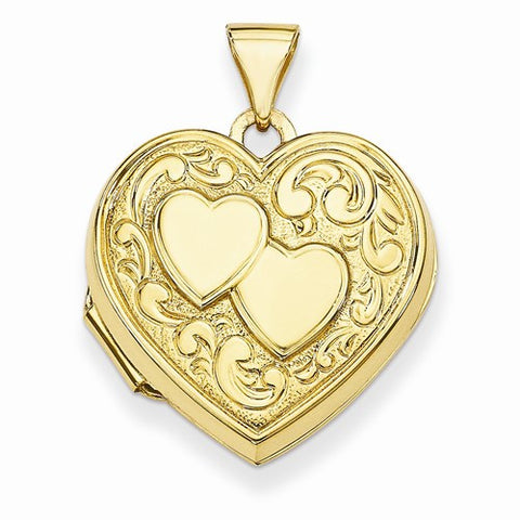 Gold-Plated Sterling Silver Double Heart Locket