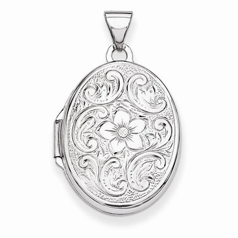 Sterling Silver Oval Floral Locket