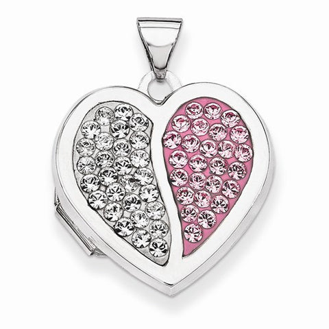 Sterling Silver 18mm Heart Light Rose and White Swarovski Elements Locket