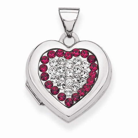 Sterling Silver 15mm Red & White Swarovski Elements Locket