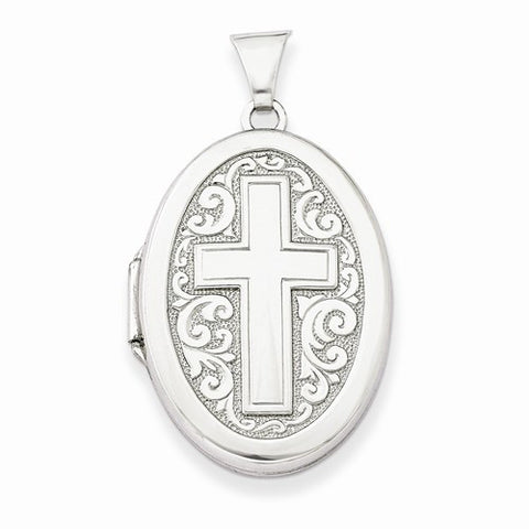 Sterling Silver Oval Cross Locket