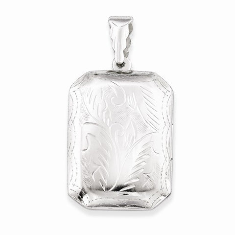 Sterling Silver Diamond-cut Rectangular Locket