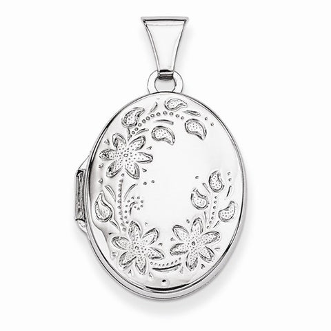 Sterling Silver Floral Oval Locket