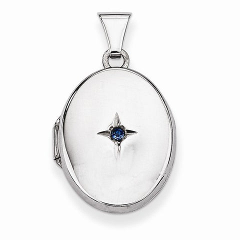 Sterling Silver Blue Synthetic Stone Oval Locket