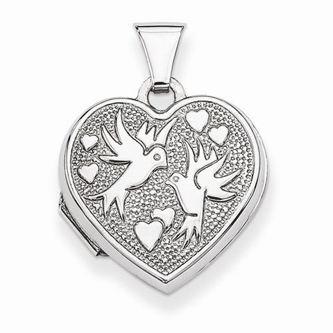 Sterling Silver Love Birds Heart Locket