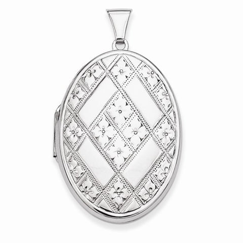 Sterling Silver Quilted Oval Locket