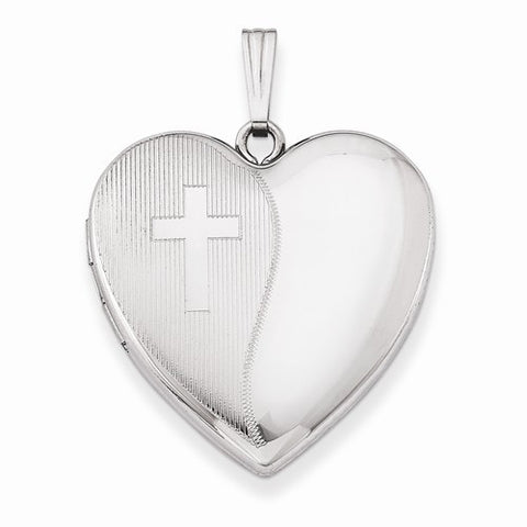 Sterling Silver 24mm with Cross Design Heart Locket