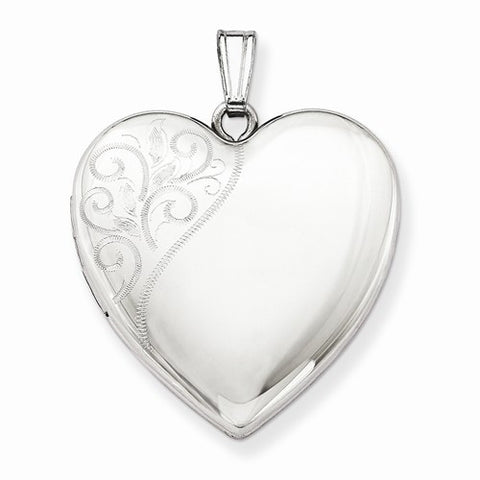 Sterling Silver 24mm Polished Swirl Heart Locket