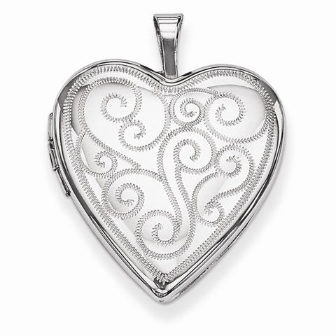 Sterling Silver 20mm Swirl Design Heart Locket