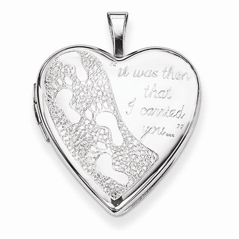 Sterling Silver 20mm Footprints Heart Locket