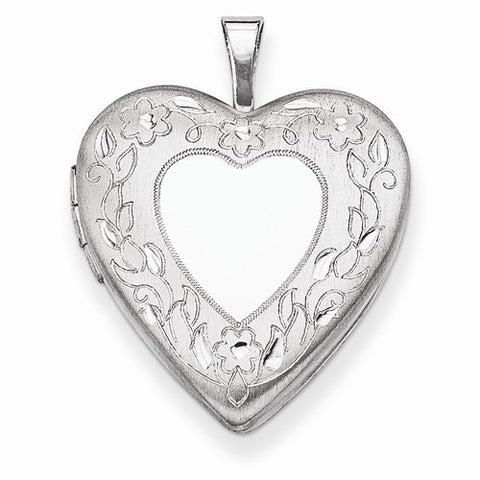 Sterling Silver 20mm Floral Border Heart Locket