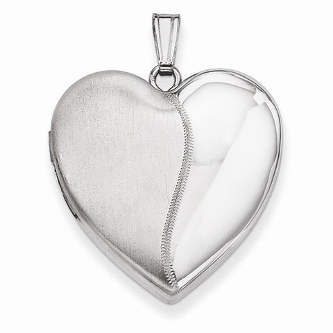 Sterling Silver 24mm Polished & Satin Heart Locket