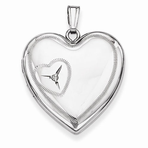 Sterling Silver 24mm Heart Design Family Locket
