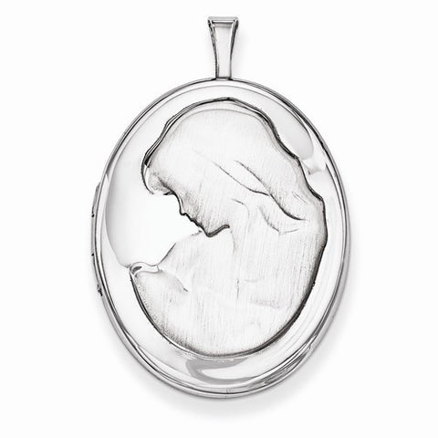 Sterling Silver 26mm Mother and Baby Oval Locket