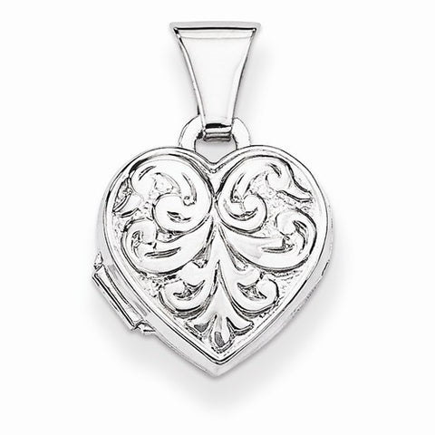 Sterling Silver Scrolled Front & Back Heart Locket