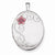 Sterling Silver 26mm Enameled Flower and Scroll Oval Locket