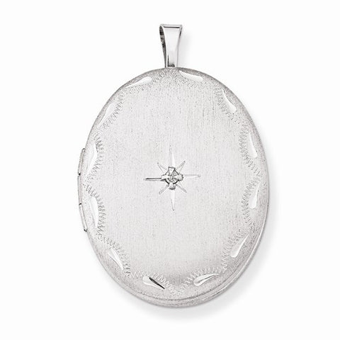 Sterling Silver 26mm with Diamond Star and Border Oval Locket