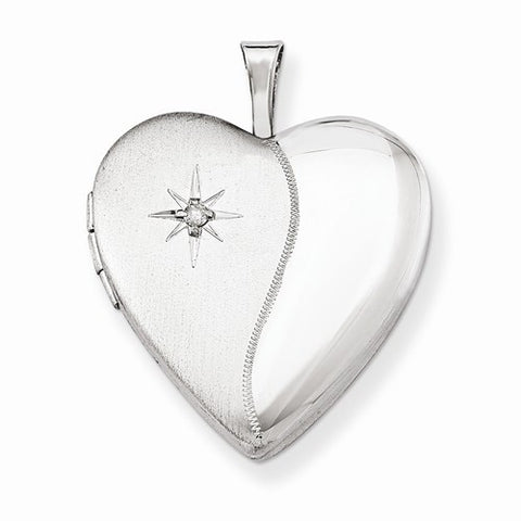 Sterling Silver 20mm with Diamond Star Heart Locket
