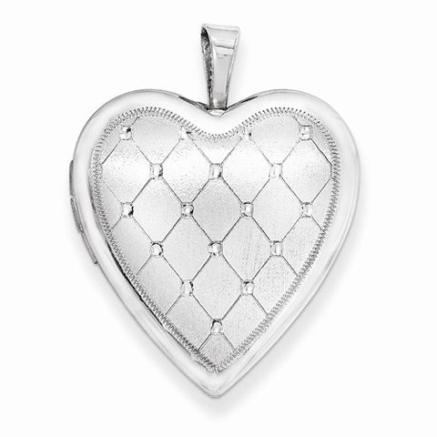 Sterling Silver 20mm Quilt Design Heart Locket