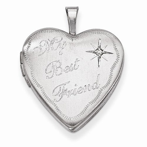Sterling Silver 20mm Best Friend with Diamond Heart Locket