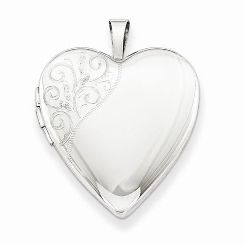 Sterling Silver 20mm Polished Swirl Heart Locket