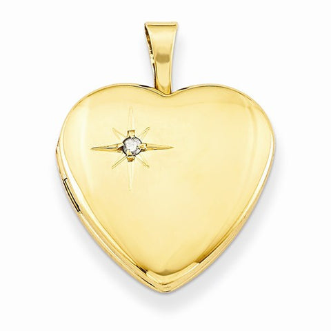 Gold Plated Sterling Silver & Diamond 16mm Heart Locket