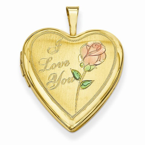 Gold Plated Sterling Silver 20mm D/C I Love You Heart Locket