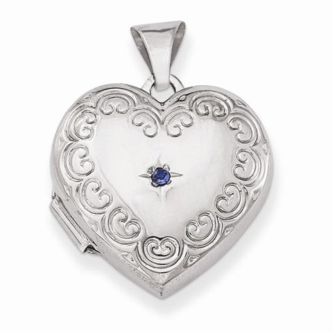 Sterling Silver Blue Synthetic Stone Heart Locket
