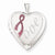 Sterling Silver 20mm Satin Pink Ribbon Love Heart Locket