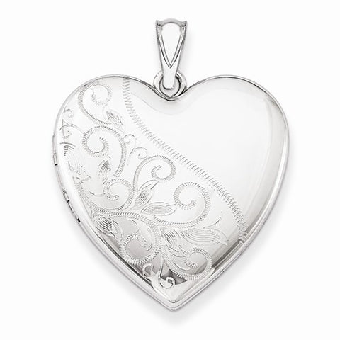 Sterling Silver 24mm Scrolled Heart Family Locket