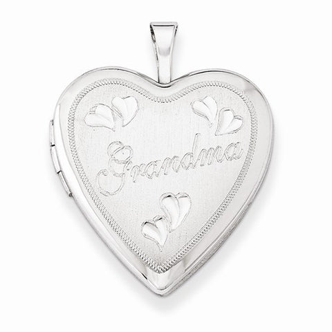 Sterling Silver 20mm D/C Grandma Heart Locket