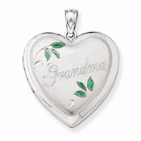 Sterling Silver 24mm Grandma Family Heart Locket