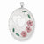 Sterling Silver 26mm Enameled, D/C Floral & Heart Oval Locket