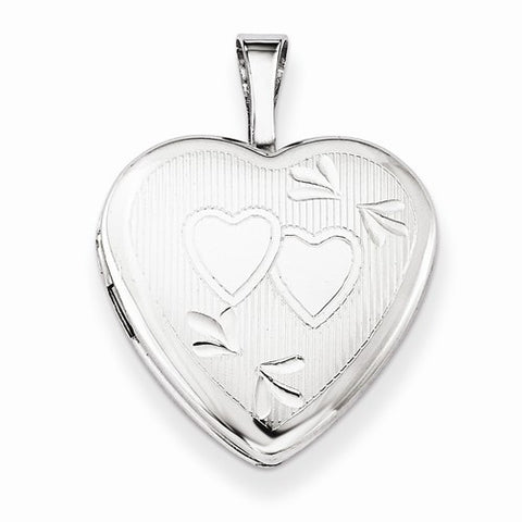 Sterling Silver 16mm D/C Double Hearts Heart Locket