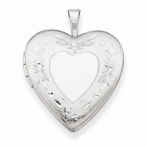 Sterling Silver 20mm Floral Border Heart Locket