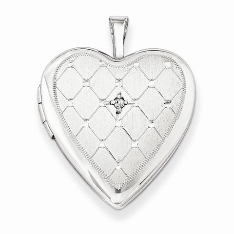 Sterling Silver & Diamond 20mm D/C Heart Locket