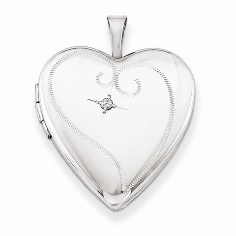 Sterling Silver & Diamond 20mm D/C Heart Locket