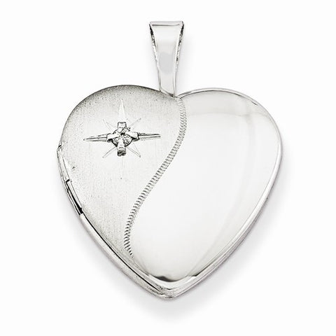 Sterling Silver & Diamond 16mm D/C Heart Locket