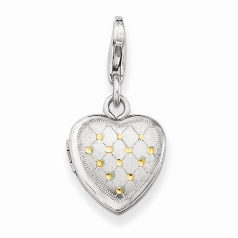 Amore La Vita Sterling Silver Gold-Plated Patterned Lobster Clasp 12mm Heart Locket