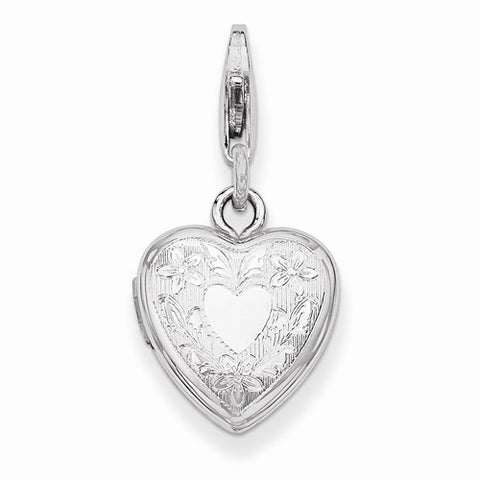Amore La Vita Sterling Silver Heart Wings Lobster Clasp 12mm Heart Locket