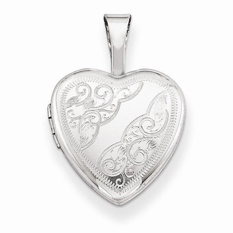 Sterling Silver Side Swirls 12mm Heart Locket