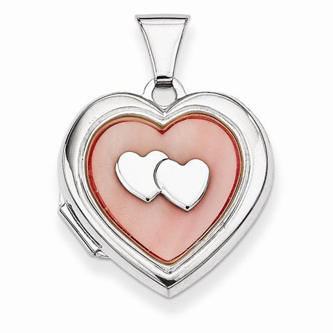 Sterling Silver with Pink Mother of Pearl Inlay Heart Locket