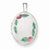 Sterling Silver With Enamel Flowers 19mm Oval Locket